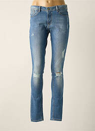 Blugi skinny efect uzat decolorat talie joasă albastru ONLY femeie