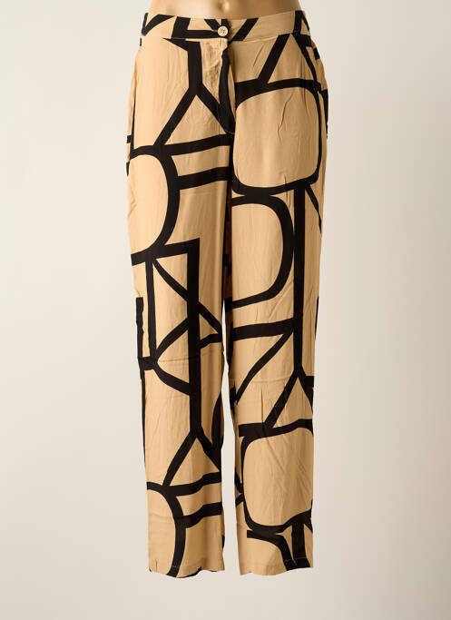 Pantalon larg închidere cu fermoar sub clapetă cu nasturi talie înaltă bej ONLY femme