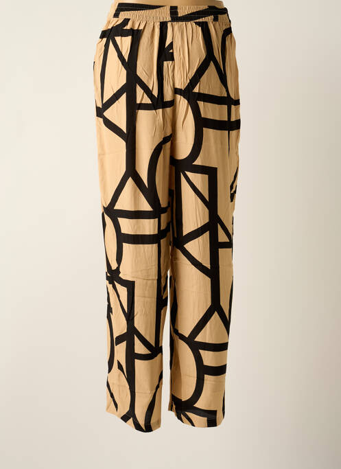 Pantalon larg închidere cu fermoar sub clapetă cu nasturi talie înaltă bej ONLY femme