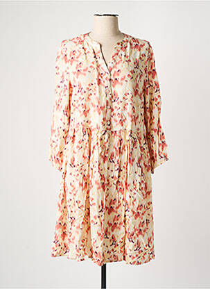 Rochie midi imprimeu fantezie mâneci lungi bej B.YOUNG femeie