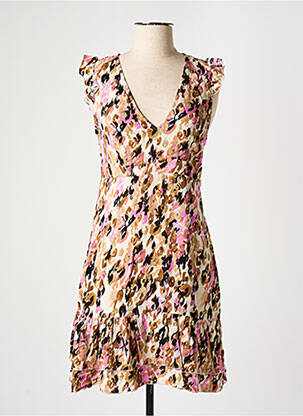 Rochie scurtă mâneci scurte mâneci scurte bej VERO MODA femeie
