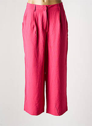Pantalon drept țesătură poplin roz ICHI femeie