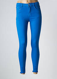 Pantalon 7/8 închidere cu fermoar sub clapetă cu nasturi albastru LAULIA femeie