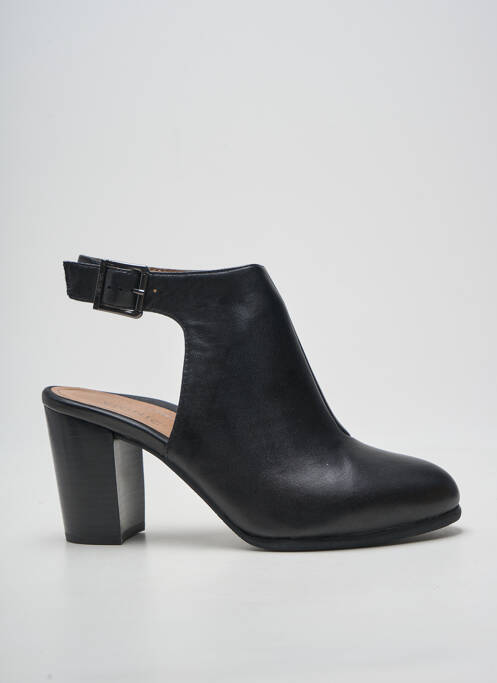 Sandale/pantofi decupați material neted toc de 7 la 9 cm negru VIONIC femme