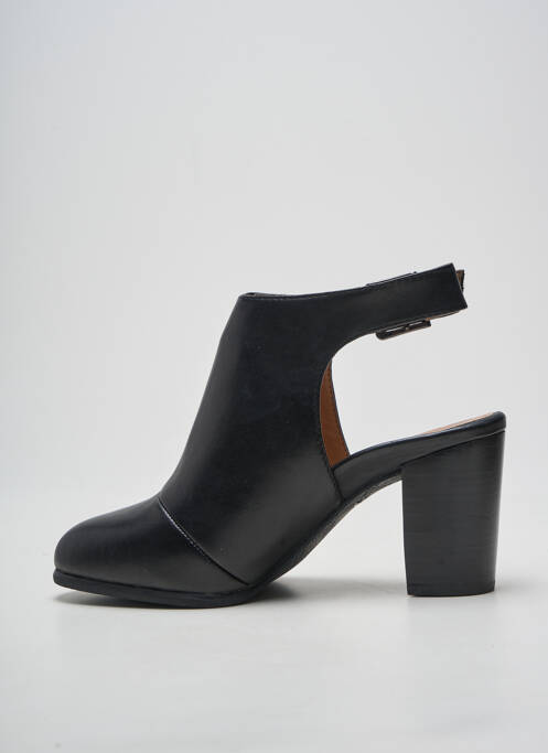Sandale/pantofi decupați material neted toc de 7 la 9 cm negru VIONIC femme