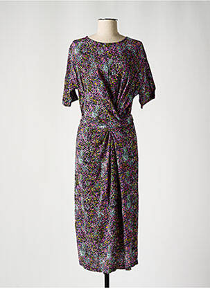 Rochie midi imprimeu fantezie mâneci scurte negru CKS femeie