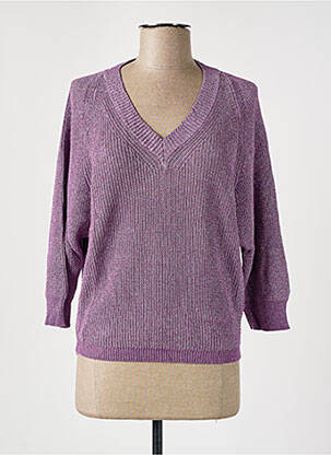 Pulover țesătură melanj mâneci 3/4 violet CKS femeie