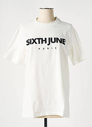 Tricou croială dreaptă mâneci scurte alb SIXTH JUNE femeie