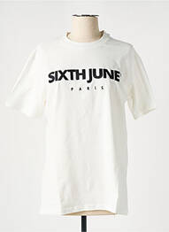 Tricou croială dreaptă mâneci scurte alb SIXTH JUNE femme
