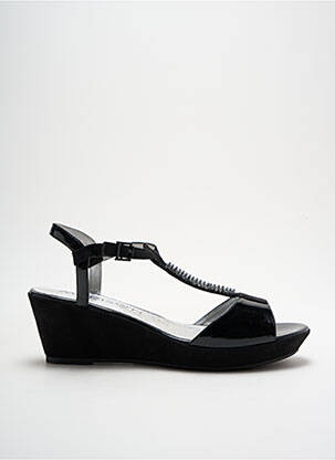 Sandale/pantofi decupați material neted toc de 4 la 6 cm negru MADISON femeie