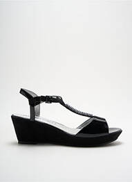 Sandale/pantofi decupați material neted toc de 4 la 6 cm negru MADISON femme