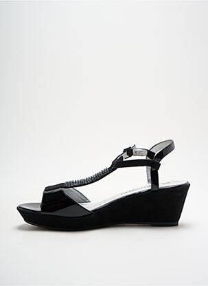 Sandale/pantofi decupați material neted toc de 4 la 6 cm negru MADISON femeie