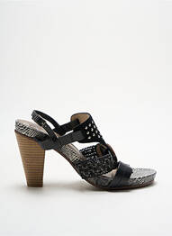 Sandale/pantofi decupați material neted toc de 7 la 9 cm negru MADISON femme
