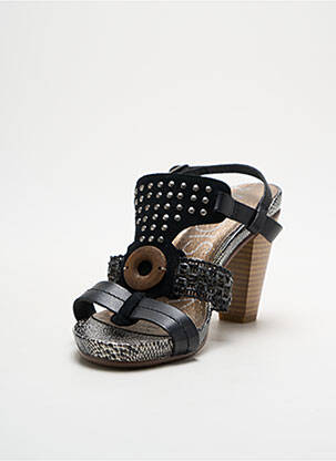 Sandale/pantofi decupați material neted toc de 7 la 9 cm negru MADISON femme