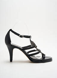 Sandale/pantofi decupați material neted toc de 7 la 9 cm negru KARSTON femme
