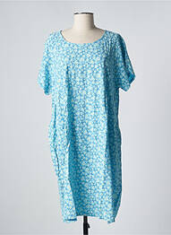 Rochie midi imprimeu floral mâneci scurte albastru DREAM VALLEY femeie