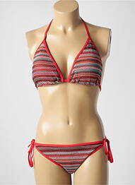 Costum de baie din două piese elasticitate top triunghiuri roșu ADMAS femme