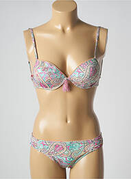 Costum de baie din două piese elasticitate top sutien modelat verde ADMAS femme