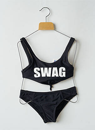 Costum de baie din două piese elasticitate negru LAGON BLEU fată