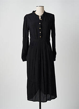 Rochie midi țesătură crep mâneci lungi negru CHERRY PARIS femeie