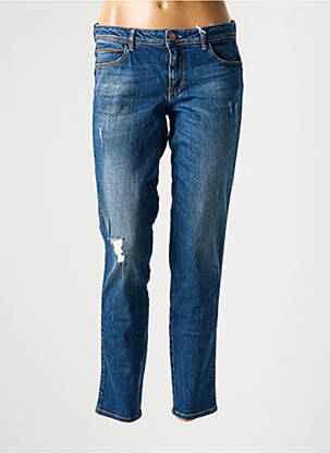 Blugi skinny efect uzat decolorat talie joasă albastru GUESS femeie