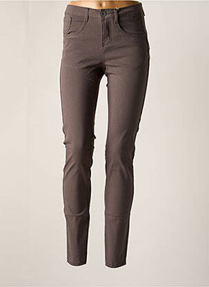 Pantalon slim țesătură poplin gri CREAM femeie