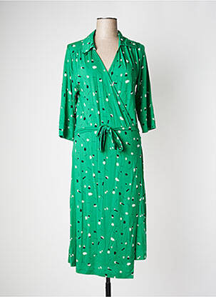 Rochie midi imprimeu fantezie mâneci lungi verde FROY & DIND femeie