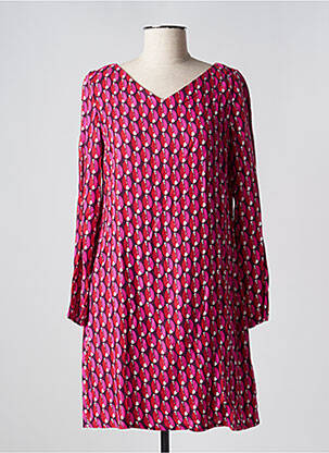 Rochie midi imprimeu fantezie mâneci lungi roz SURKANA femeie