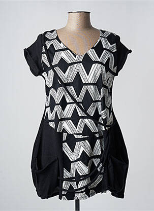 Tunică mâneci scurte negru POISSONS BLANCS femeie