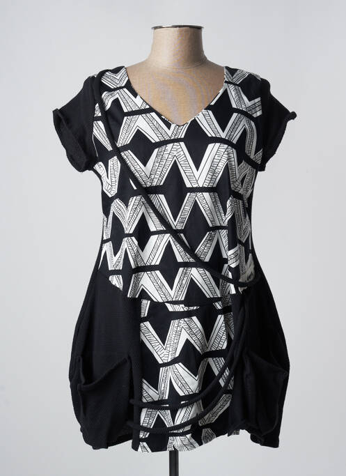 Tunică mâneci scurte negru POISSONS BLANCS femeie