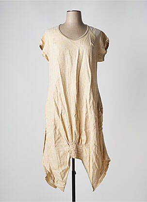 Rochie midi mâneci scurte mâneci scurte bej EXELLE femeie