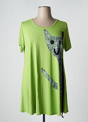 Tunică mâneci scurte verde POISSONS BLANCS femeie