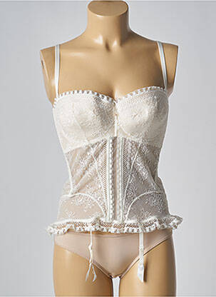 Corset/jartieră efect material satinat bej MILLESIA femeie