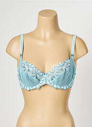 Sutien efect material satinat sutien cupe întregi cu decolteu înalt albastru EMPREINTE femme