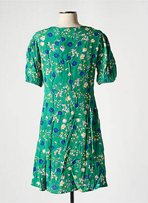 Rochie scurtă imprimeu floral mâneci scurte verde SCHOOL RAG femeie