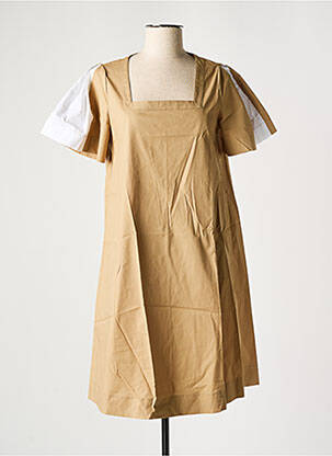 Rochie midi mâneci scurte mâneci scurte bej MARIA BELLENTANI femeie