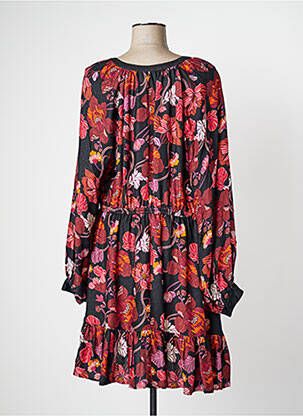 Rochie midi imprimeu floral mâneci lungi negru IDANO femeie