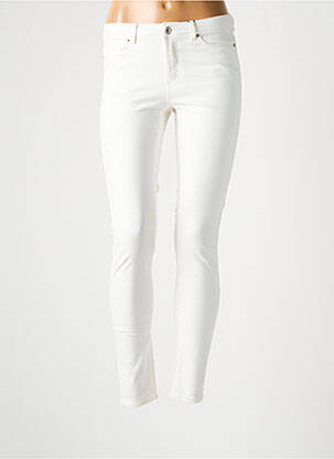 Pantalon slim țesătură poplin mărime normală alb VERO MODA femeie