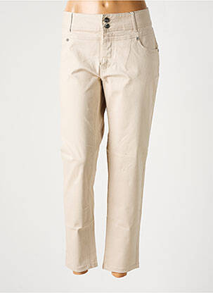 Pantalon drept țesătură poplin bej JENSEN femeie
