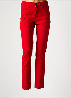 Pantalon slim țesătură poplin roșu LCDN femeie