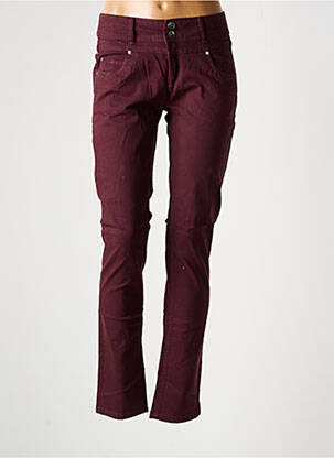 Pantalon slim țesătură poplin violet JENSEN femeie