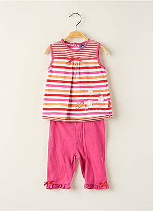 Set pantaloni croială dreaptă roz ELLE EST OU LA MER fată