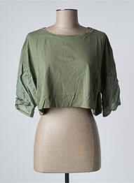 Top țesătură jersey mâneci scurte verde BENOA femme