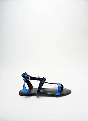 Sandale/pantofi decupați material neted toc plat până la 3 cm albastru REQINS femeie