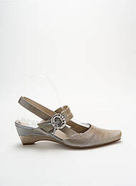 Sandale/pantofi decupați material neted toc de 4 la 6 cm gri SWEET femme
