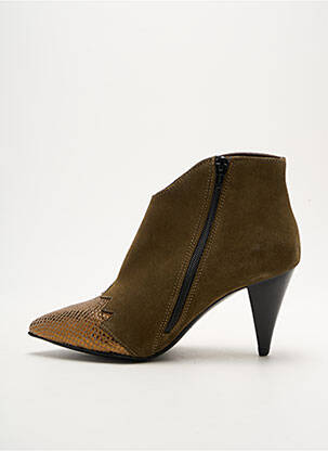 Botine/ghete vârf ascuțit toc de 4 la 6 cm verde BY K... femeie
