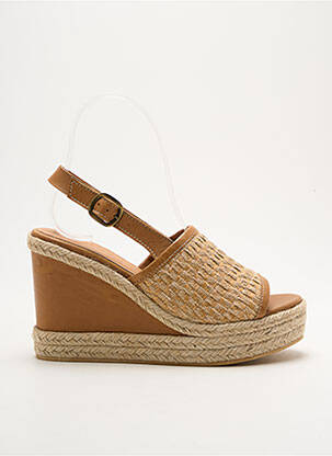 Espadrile țesătură satinată toc de 7 la 9 cm maro MINKA DESIGN femeie