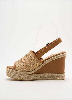 Espadrile țesătură satinată toc de 7 la 9 cm maro MINKA DESIGN femeie