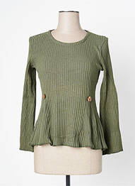Pulover croială cambrată mâneci lungi verde LO! LES FILLES femeie