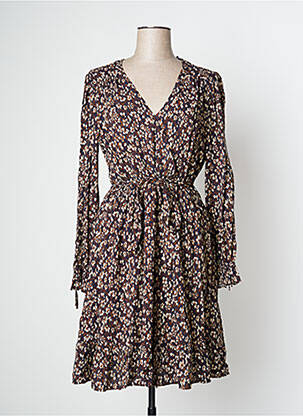 Rochie midi imprimeu floral mâneci lungi albastru C'EST BEAU LA VIE femeie